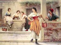 Eugene de Blaas - Flirtation at the Well